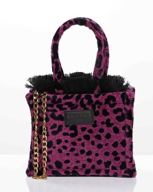 LEOPARD VELVET MAGENTA MINI TOTE BAG (4)